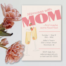 Cute Pink, Watercolor Mimosas Mothers Day