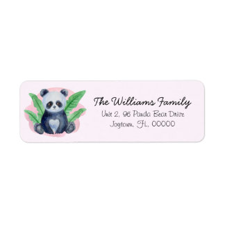 Cute Pink Watercolor Panda Return Address