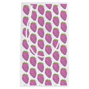 Cute pink watercolor  strawberry small gift bag
