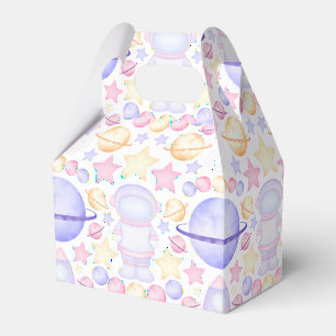 Cute Pink Watercolour Space Astronauts Birthday Favor Box