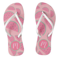 Cute Pink Watermelon Pattern Monogram