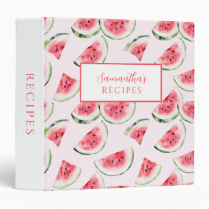 Cute Pink Watermelon Personalized Recipe  Binder