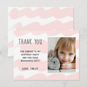 Cute Pink Wave Watercolor Girl Photo Thank you  Postcard
