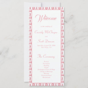 Cute Pink Western Wedding Program