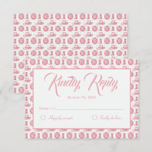 Cute Pink Western Wedding RSVP Card