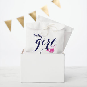 Cute pink whale ocean Thank You Baby Girl Shower Favour Bag