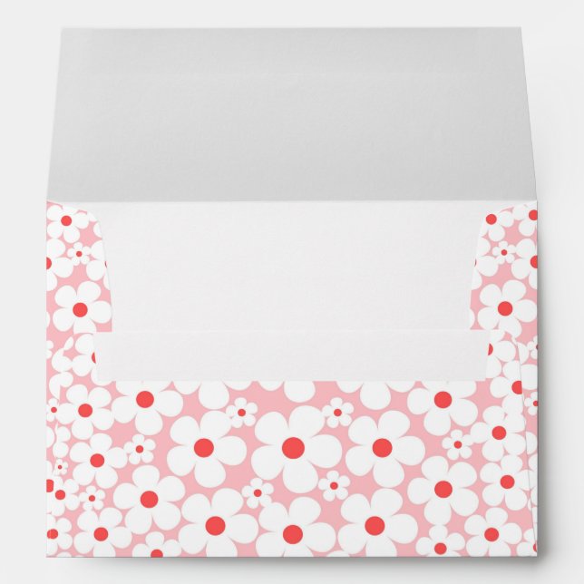 Cute Pink Whimsical Boho Floral Engagement  Envelope (Back (Bottom))