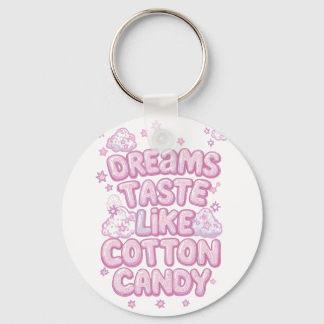Cute Pink Whimsical Dreamer Typography Keychain (Front)