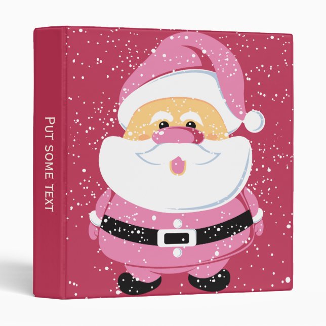 Cute pink whimsical Santa Claus Christmas holiday Binder (Front/Spine)