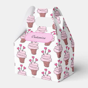 Cute Pink & White Cupcakes Gable 2 Favor Box