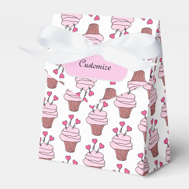 Cute Pink & White Cupcakes Tent  Favor Box (Front Side)
