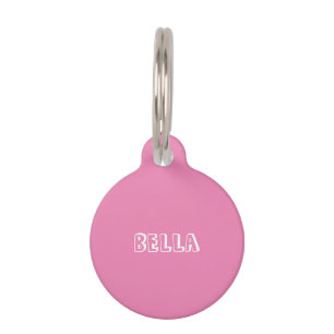 Cute pink white dog Name Info Pet Tag