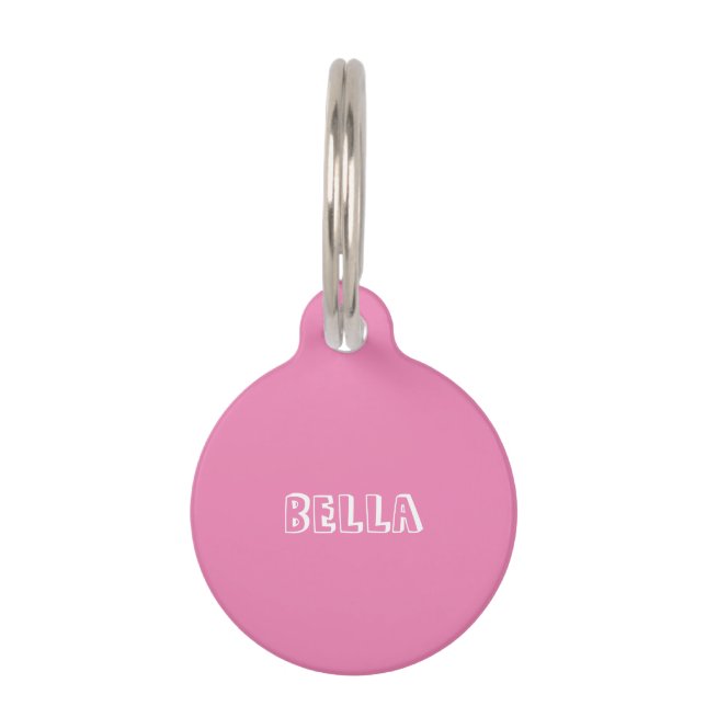 Cute pink white dog Name Info Pet Tag (Front)