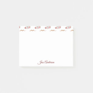 Cute Pink White Floral Heart Pattern Post-it Notes
