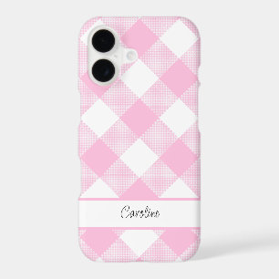 Cute Pink White Gingham Plaid Pattern