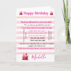 Cute Pink & White Greeting Card Happy Birthday 