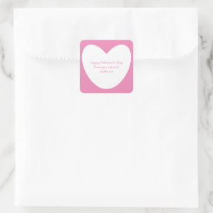 Cute pink white heart classroom Valentine's Day Square Sticker