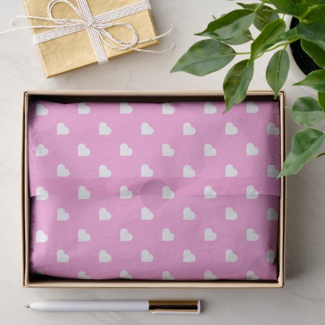 Cute Pink & White Hearts Patterned Tissue Paper (Gift)