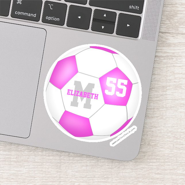 cute pink white personalized girls soccer (Detail)