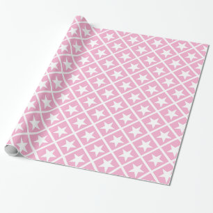 Cute Pink White Stars Gift Elegant Modern Pattern Wrapping Paper