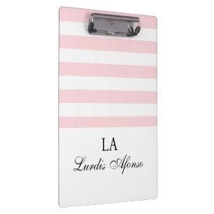 Cute Pink & White Stripe Clipboard 