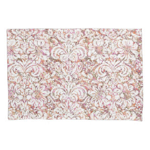 Cute pink white vintage floral design pillowcase