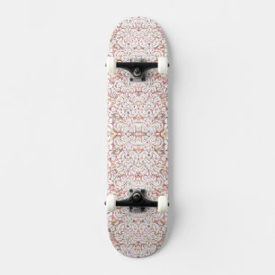Cute pink white vintage floral design skateboard