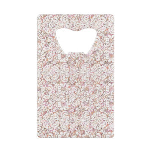 Cute pink white vintage floral design wallet bottle opener