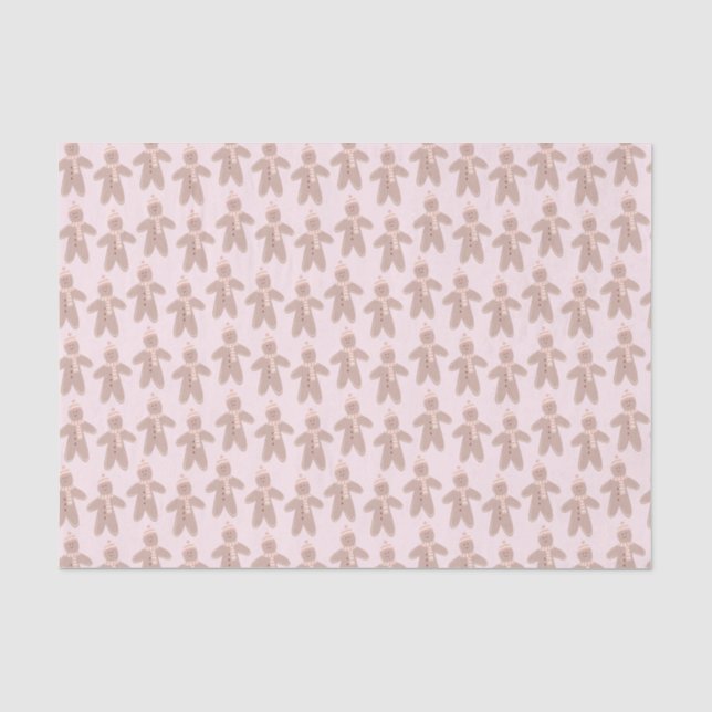 Cute pink winter gingerbread men tissue paper (Front)
