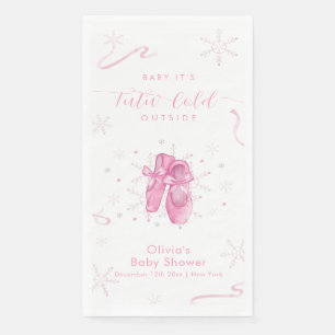 Cute Pink Winter Snowflake Ballerina Baby Shower  Napkin