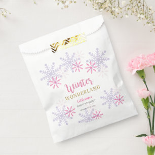 Cute Pink Winter Wonderland Baby Shower Snowflakes Favour Bag