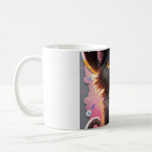 Cute Pink Witch Hat Black Cat Halloween Sticker, S Coffee Mug