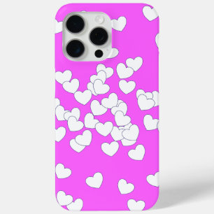 Cute Pink With Playful White Hearts iPhone 15 Pro Max Case