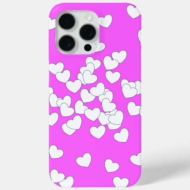 Cute Pink With Playful White Hearts Case-Mate iPhone Case (Back)