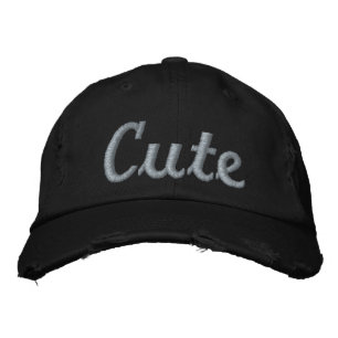 Cute Pink Word Print Embroidered Hat