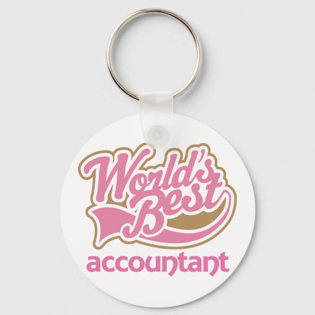 Cute Pink Worlds Best Accountant Keychain (Front)