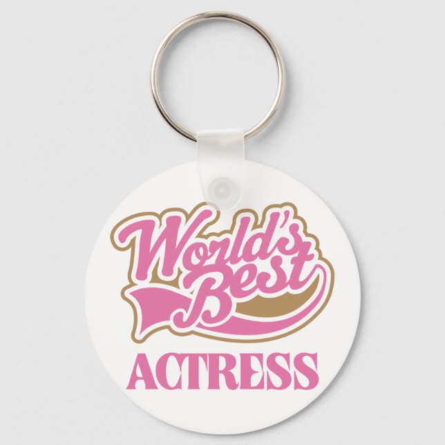 Cute Pink Worlds Best Actress Keychain (Front)