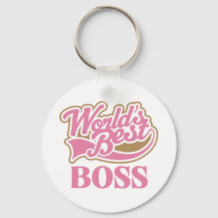 Cute Pink Worlds Best Boss Keychain