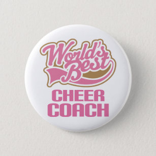 Cute Pink Worlds Best Cheer Coach 2 Inch Round Button