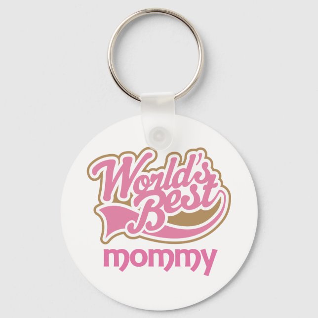 Cute Pink Worlds Best Mommy Keychain (Front)