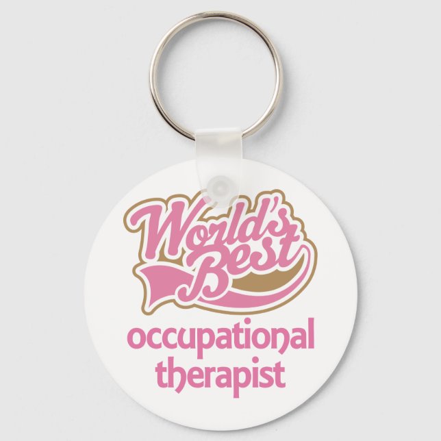 Cute Pink Worlds Best Occupational Therapist Keychain (Front)