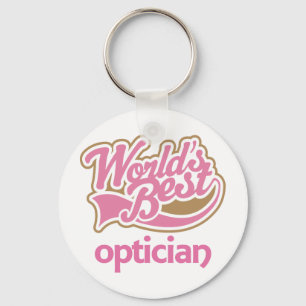 Cute Pink Worlds Best Optician Keychain