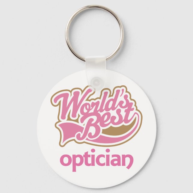 Cute Pink Worlds Best Optician Keychain (Front)