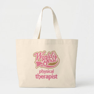 Cute Pink Worlds Best Physical Therapist Large Tote Bag