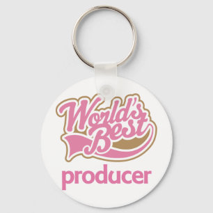 Cute Pink Worlds Best Producer Keychain