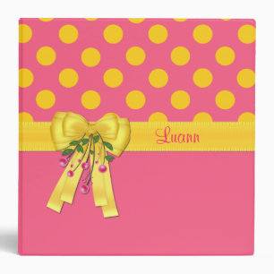 Cute Pink & Yellow Polka Dot Custom Binder