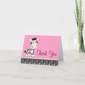 Cute Pink Zebra Thank You Cards
