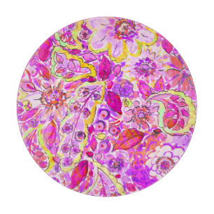 Cute pinky abstract flowers cutting board