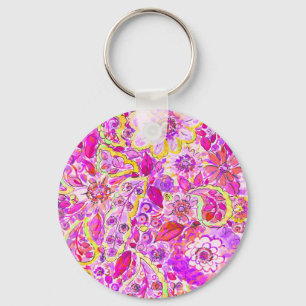 Cute pinky abstract flowers keychain