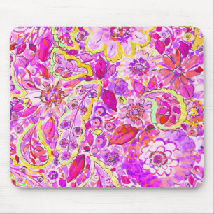 Cute pinky abstract flowers mouse pad